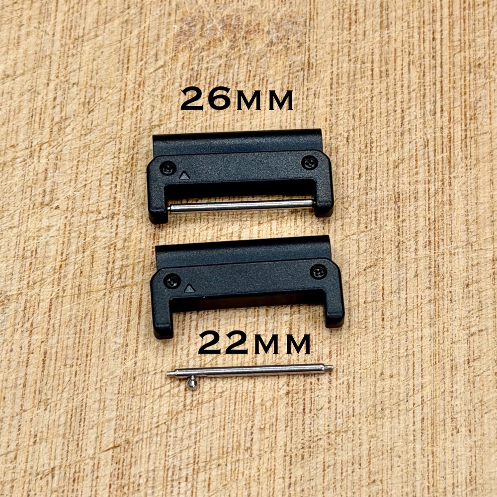 26mm Quick Fit Garmin Watch Connectors Adapters Stainless Steel Black, 22mm Pins